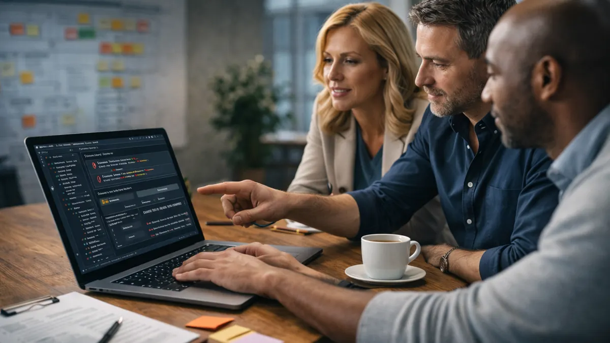 Abstract illustration of non-technical users building secure no-code applications